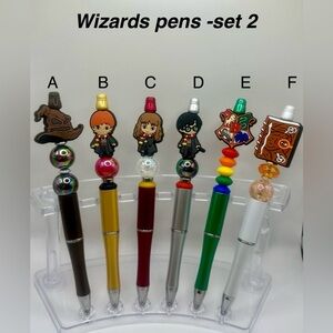 Set of 6 - WIZARDS Beaded pens